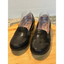 Dansko Black Textured Leather Slip On Loafer Shoes Women EU 39 US 8.5 9