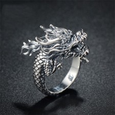 Anillos ajustables vintage dragón para hombre retro gótico anillo de apertura de dedo regalo