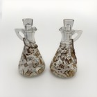 Cruet Set Georges Briard Oil and Vinegar Hazel Atlas Mcm Gold on Glass Vintage