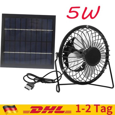 USB Solar Ventilator Solarbetriebener 5W Lüfter Fan mit Photovoltaik Solarpanel