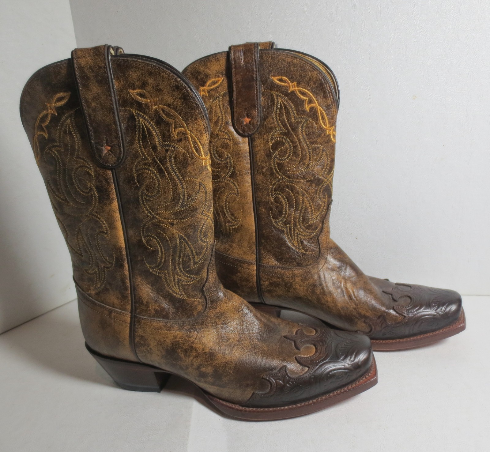 TONY LAMA Women's Vaquero Santa Fe Bark Leather Cowgirl Boots 9 B 6004 NEW