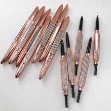 Lápiz delineador de ojos/cejas 2 en 1 impermeable pluma de maquillaje de doble cabeza de larga duración