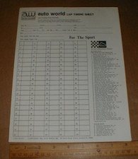 1969 Auto World Lap Timing Sheet original pad Slot Cars unused Pocono Raceway