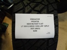 Predator New Mutant X-at Lt 35 12.50 20 125q Lrf 12ply Tire Prxat28 Bq3 Su16 Predator New Mutant X-at Lt 35 12.50 20 125q Lrf 12ply Tire Prxat28 Bq3 Su16