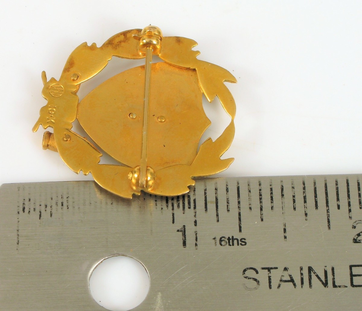 ANTIQUE FINE 10K YELLOW GOLD VFW VETERANS OF FOREIGN WARS ENAMEL