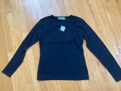 NWT Joseph A. Qu'est ce que c'est silk Black Long Sleeve Knitted Top Size L
