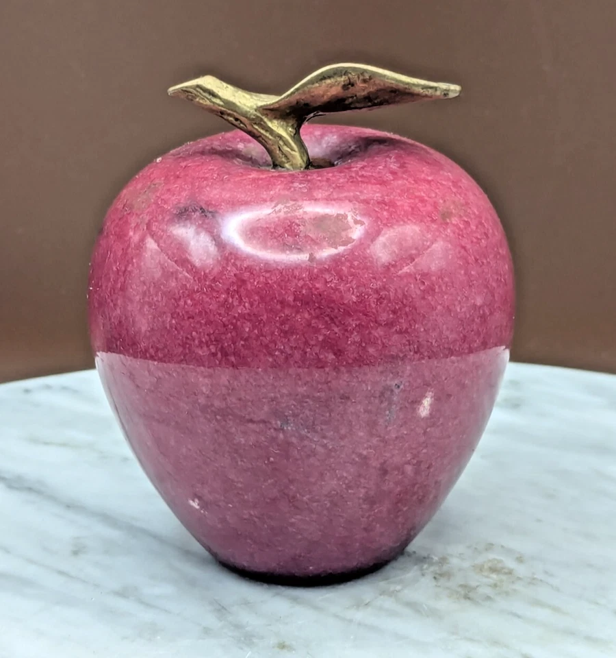 De colección Pisapapeles Rojo Manzana Mármol Piedra Alabastro Hogar Oficina Escritorio Decoración 4" Foto 3 de 4