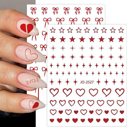 3D Nail Sticker Red Star Nail Art Stickers Adhesive Nails Tip Nail Decorations - Afbeelding 1 van 21