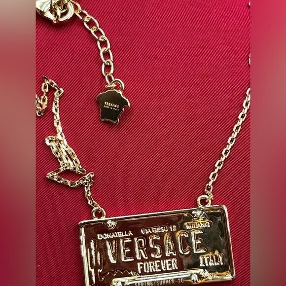 Versace GOLD-TONE NUMBER PLATE NECKLACE | eBay
