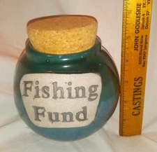 Fishing Trip Fund NC North Carolina Tumbleweed Pottery Ceramic Savings Jar Bank