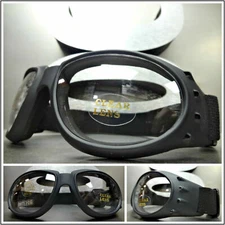 MOTORCYCLE BIKER Day or Night RIDING PADDED GLASSES GOGGLES Clear ANTI FOG LENS