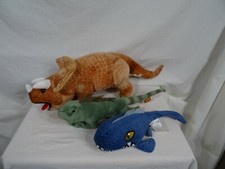 Goffa Triceratops Dinosaur Plush  21"  Iguana Plush 15" JW Mososaurus Plush 12" 