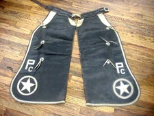Fancy Old Leather Batwing Cowboy Chaps Western Mark CC STARR OAKLAND CALIFORNIA