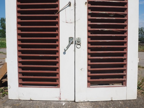 1 Paar Fensterläden Holzladen Klappladen Laden Lamellen um 1920 / H160 B116,5 S3 - Bild 3 von 7