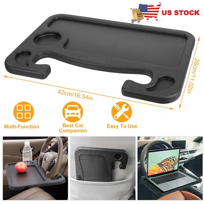 Car Steering Wheel Tray Laptop Food Drink Holder 2 Sides Portable 