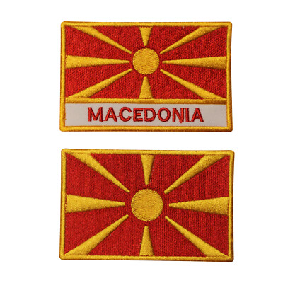 MAZEDONIEN Länderflagge zum Aufbügeln Aufnähen bestickt Patch Applikationen für Kleidung