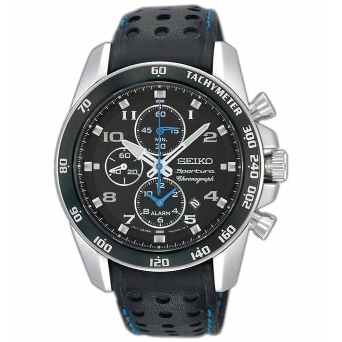 SEIKO SPORTURA SNAE79P1 Quartz Alarm Chronograph Watch Leather