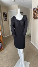 SALE: ELIE TAHARI shift dress satin with silk insets slit balloon sleeve 4 NWT