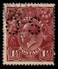 AUSTRALIA 1918-23 1.1/2d BRIGHT - RED - BROWN KGV STAMP VFU PERF.