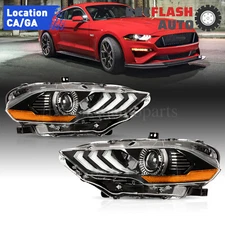 Pair of Headlights For 18-23 Ford Mustang Full LED Projector Headlamps DRL LH RH
