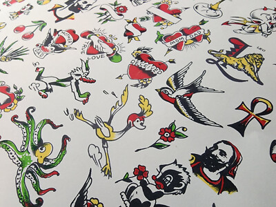 Milton Zeis Traditional Vintage Tattoo Flash Pork Chop Sheet 13X19