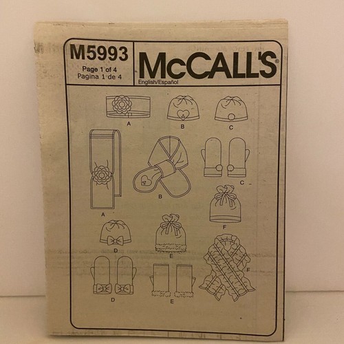 #M5993 Childrens and Girls Hats Scarves and Mittens Sewing Pattern Size One Size - Picture 3 of 4