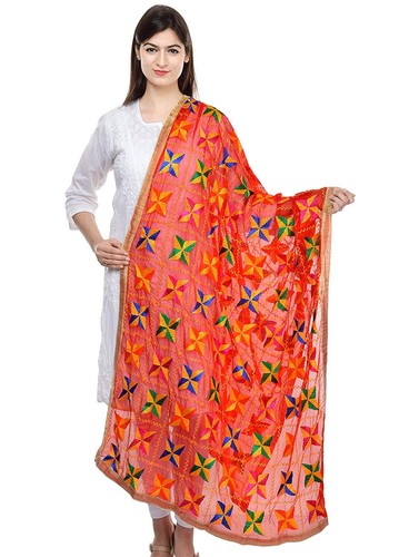 Women Dupatta Chunni Phulkari Hand Embroidery Wedding Party Wear Hijab Gifts - Picture 17 of 20