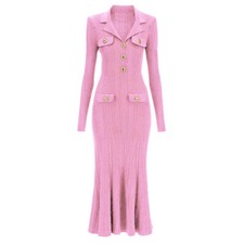 Womens Knitted Sweater Dress Slim Fit fishtail Dress Dresses Long Sleeve Size