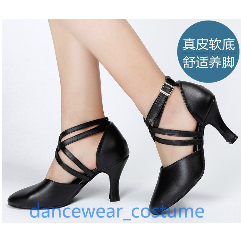 Syrads Dansschoenen voor dames, standaard latin, salsa, tango, wals, modern, bachata, dansschoenen, sociale partner, dansschoenen 969, zwart 7 cm, 38