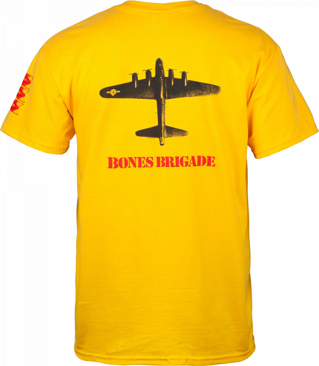 Powell Peralta BONES BRIGADE BOMBER Skateboard T Shirt GOLD Powell Peralta BONES BRIGADE BOMBER Skateboard T Shirt GOLD
