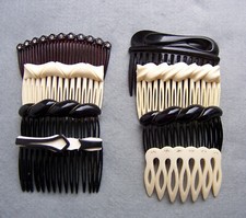 8 1980s side hair combs black white mix hair ornaments NO US IMPORT FEES