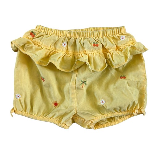 Vintage Gymboree Bloomers Shorts 6M 9M Yellow Embroidered Pineapples 2003