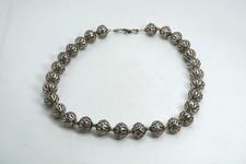 Silver Bali Style Reticulated Bead Ball Necklace