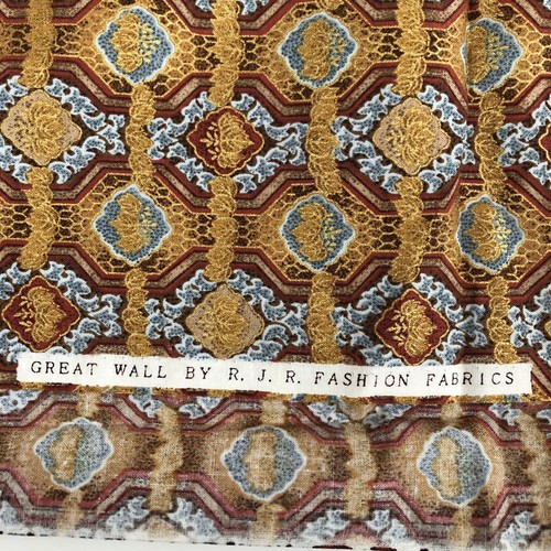 Great Wall Blue Brown Maroon Gold Leaf Medallion RJR Fashion Fabrics READ 1+ Yd - Picture 2 of 7