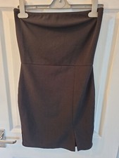 (Y) Prettylittlething Black Straight Short Boobtube Dress Size 10