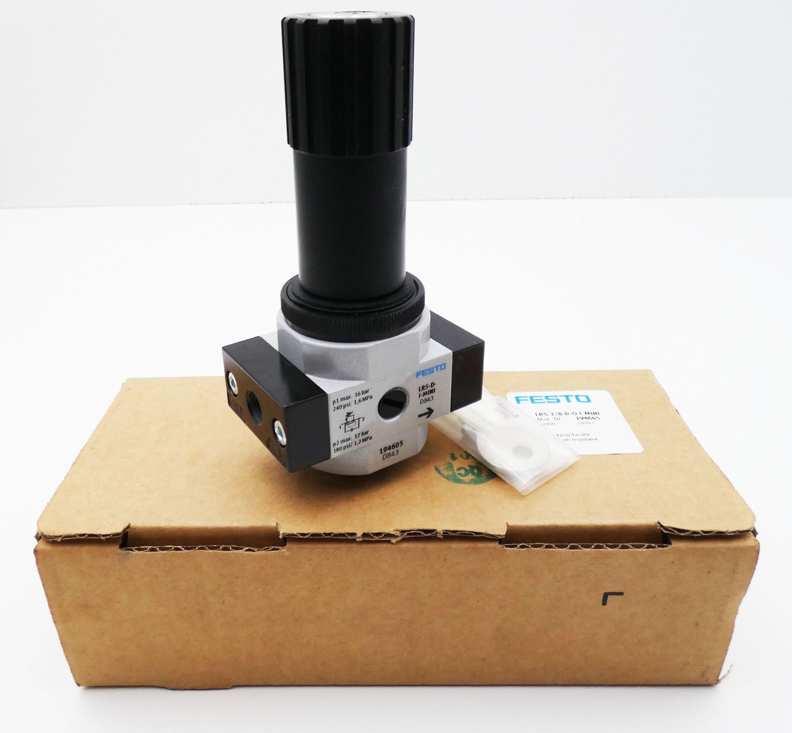 Festo LRS-1/8-D-O-I-MINI 194605 pmax. 12/16bar pressure control valve -unused/original packaging-