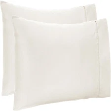 4 PCs Pillow Case Set 1000 TC 100% Cotton Ivory Solid Queen Size