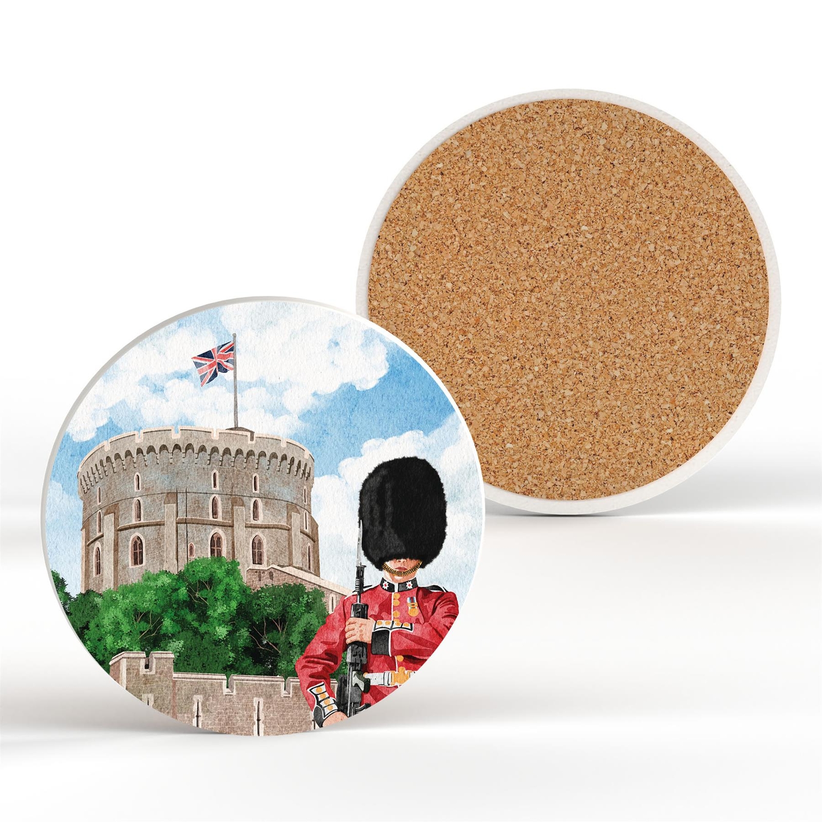 London Windsor Castle Kings Guard Illustration Souvenir Ceramic Coaster