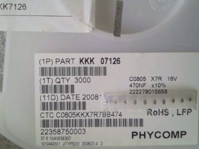 70 x Keramikkondensator - 0,47 µF - 16 V - 10% - 0805 -  NEU