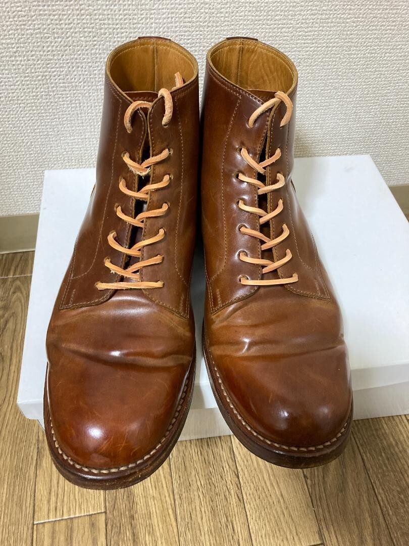 靴 MOTO PLAIN TOE LACE UP BOOTS CORDOVAN MOTO PLAIN TOE LACE UP BOOTS CORDOVAN