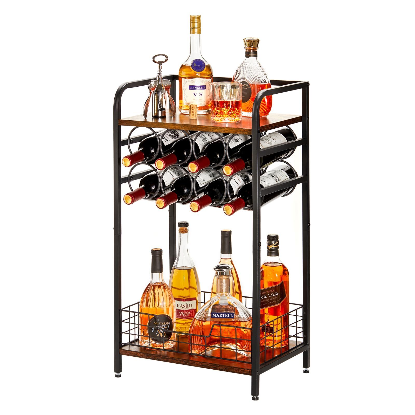 3tier Wine Bar Table Small Liquor Bottle Holder With 8bottle Wine