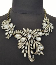 J. Crew Faux Diamonds Rhinestones Crystals Baguettes Vintage Statement Necklace
