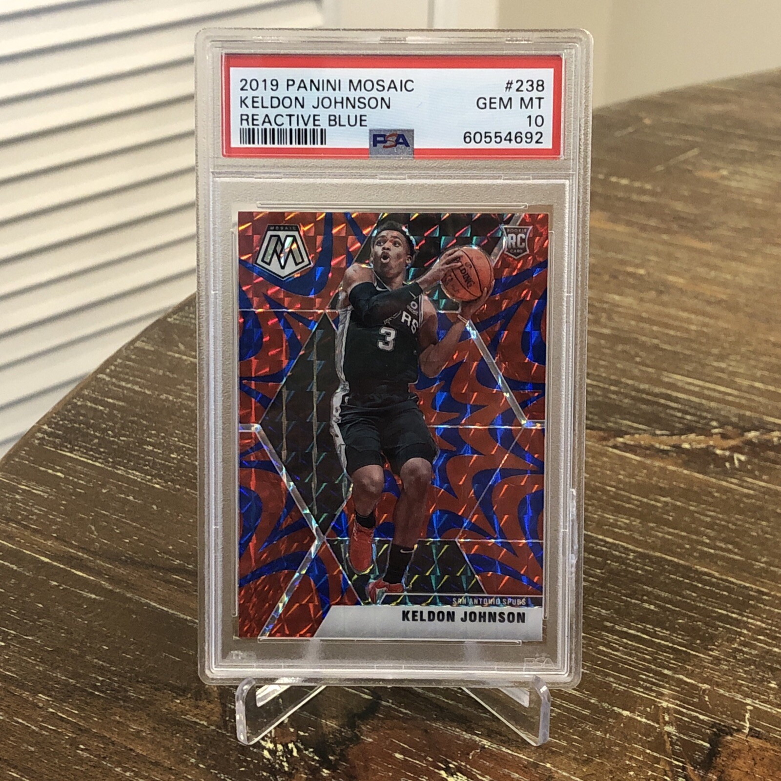 2019-20 Panini Mosaic Keldon Johnson RC #238 Reactive Blue Prizm PSA 10 GEM MINT