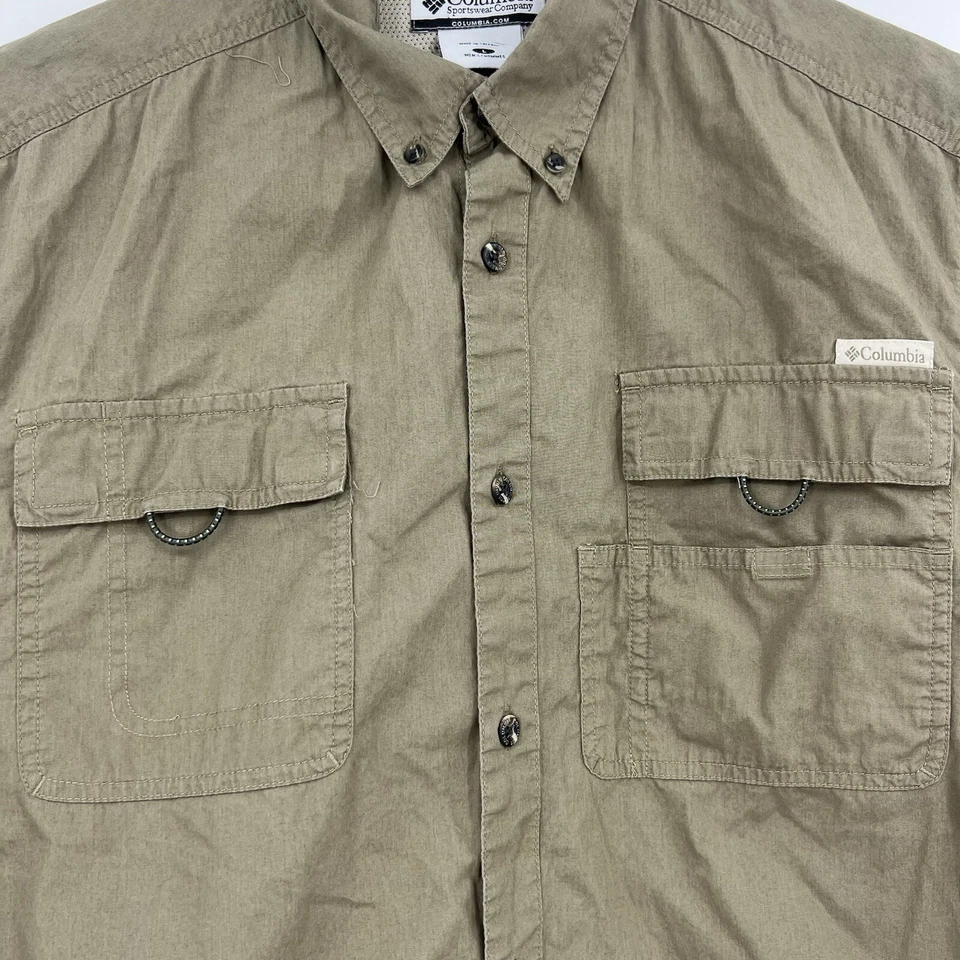 Columbia Mens Short Sleeve Green Button Up Shirt Size Large - Image 3 of 4