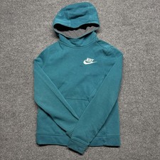 Nike Youth Sweater Size Medium Teal Green Hoodie Pullover sportswear Swoosh