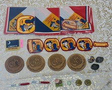 Boy Scout Lot 1981 National Jamboree Neckerchiefs Leather Patches 
