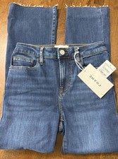 NEW Frame Denim Le Crop Mini Boot Jean Raw Hem Women's Size 24 X 25