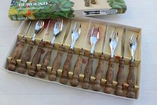 ❤️ WMF Burgund Besteck Brotzeit 12teilig für 6 Personen mit Holzgriff