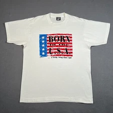 VTG Born In The USA A Long Long Time Ago T-Shirt L Single Stitch Screen Stars