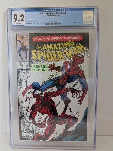 AMAZING SPIDER-MAN 361 CGC 9.2 1ST APPEARANCE OF CARNAGE BAGLEY (1992) White Pgs